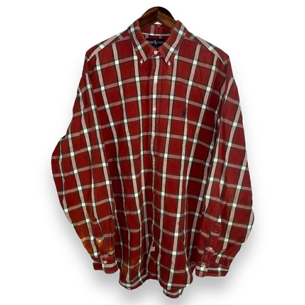 80s Red Polo Ralph Lauren Oxford Button Down Shirt XL